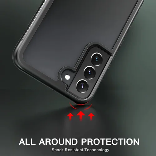 Vista 5 de IDweel Funda para Galaxy S22 Plus con protector de pantalla de vidrio templado, híbrida 2 en 1, a prueba de golpes, ajuste delgado, transparente