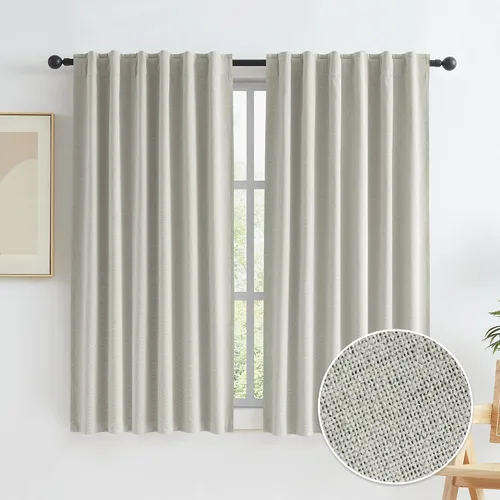 Vista 66 de KEQIAOSUOCAI - Cortinas opacas naturales de 108 pulgadas de largo, cortinas modernas con pestaña trasera, paneles plisados para sistema de cortina