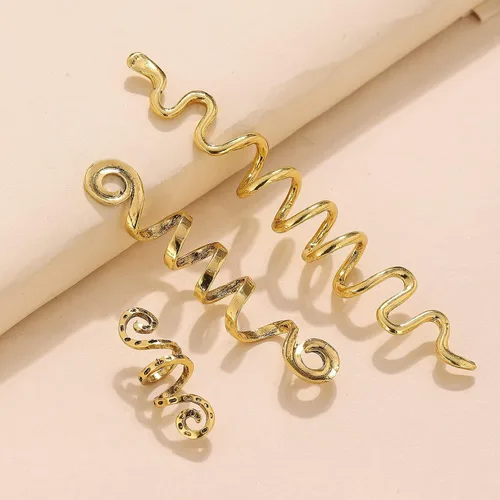 Vista 4 de FRDTLUTHW Joyas doradas de serpiente para trenzas, decoración de cabello de Halloween, accesorios de rastas para mujer (paquete de 6)