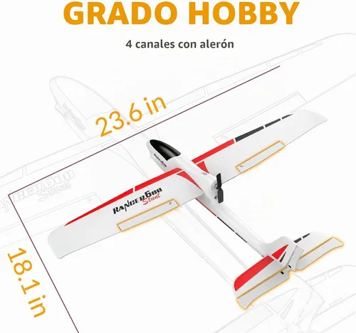 Vista 5 de VOLANTEXRC - Avión planeador RC 4CH, nueva versión de avión de control remoto con giroscopio de 6 ejes para principiantes, 3 modos de vuelo