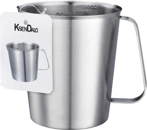 Vista 7 de KSENDALO Taza medidora de acero inoxidable, 2 tazas de acero inoxidable, taza medidora de metal con marcas, 16 onzas (0.5 litros)