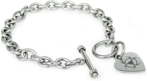 Vista 36 de Pulsera y Collar con Dijes de Símbolos de Corazón de Acero Inoxidable Solo pulsera de plata