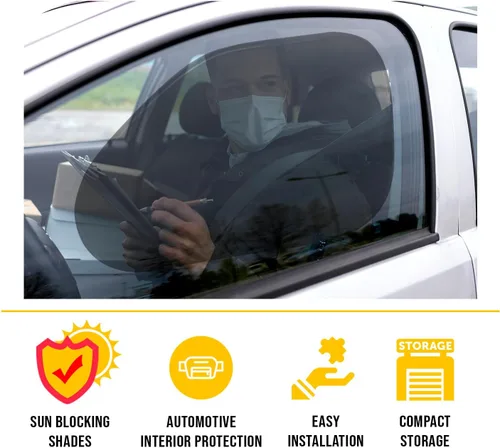 Vista 3 de ZONETECH - Parasoles adhesivos para ventanas laterales, paquete de 2 unidades de malla para automóvil, no se necesitan ventosas, protector solar