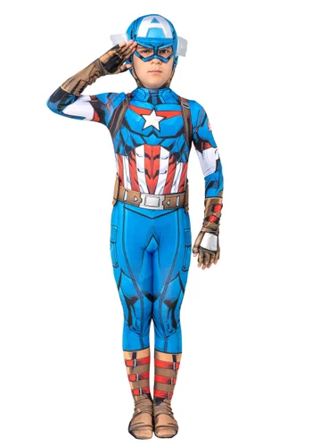 Vista 9 de Disfraz Zentai de Capitán América para Niños Multicolor