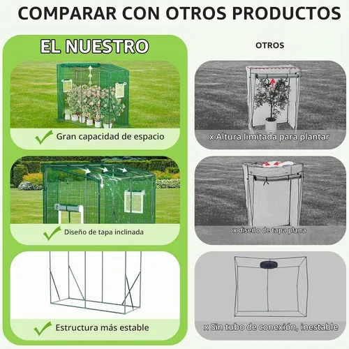 Vista 6 de SPECILITE Invernadero resistente para exteriores, casa verde portátil con cubierta gruesa de polietileno, puerta enrollable con cremallera y 2