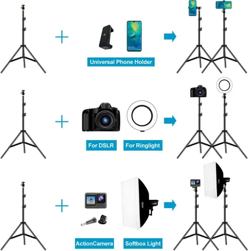 Vista 3 de Trípode para selfie, 65 pulgadas extensible para teléfono celular con control remoto para iPhone 15 14 13 12 11 Pro Max Samsung Galaxy S23 S22 S21