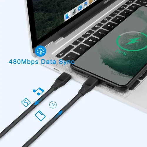 Vista 4 de Cable USB C a USB C, 60 W, paquete de 2 cables de carga rápida tipo C a tipo C de 6 pies C Phone Charger Cable for Samsung Galaxy S26 S25 S24 S23