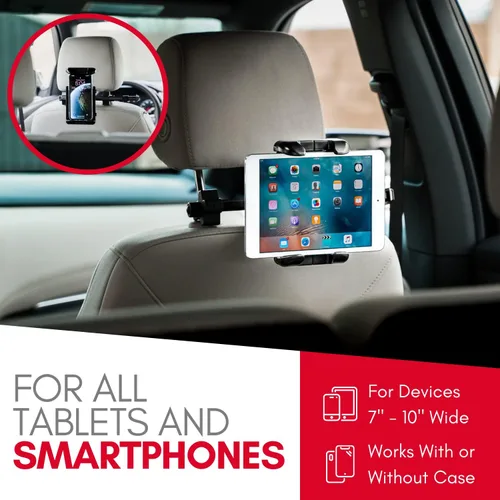 Vista 3 de Macally Soporte para reposacabezas de automóvil, esenciales para viaje por carretera, para niños, soporte para tablet de asiento trasero