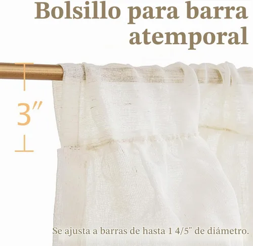 Vista 9 de Jinchan - Cenefa con volantes para cocina, cenefa de lino arrugado y cruzado, estilo shabby chic de casa de campo y cabaña, para sala de estar