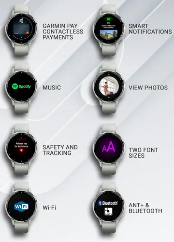 Vista 8 de Garmin Venu 3S Reloj inteligente con GPS, pantalla AMOLED de 1.61 pulgadas, características avanzadas de salud y fitness, hasta 10 días de batería