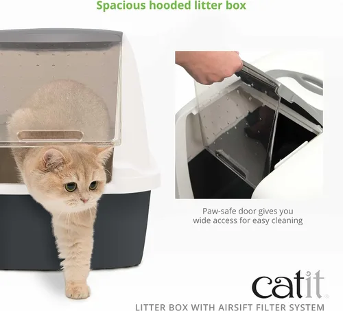 Vista 4 de Catit Airsift - Sartén grande de 22.4 pulgadas de largo x 18.3 pulgadas de alto x 15.3 pulgadas de ancho Caja de arena cubierta para gatos