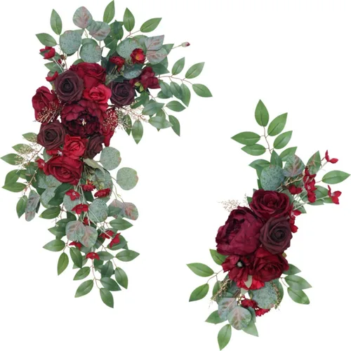 Vista 10 de MOJUN Paquete de 2 flores de arco de boda, guirnalda de flores artificiales para letrero de bienvenida, decoración floral, decoración de arco