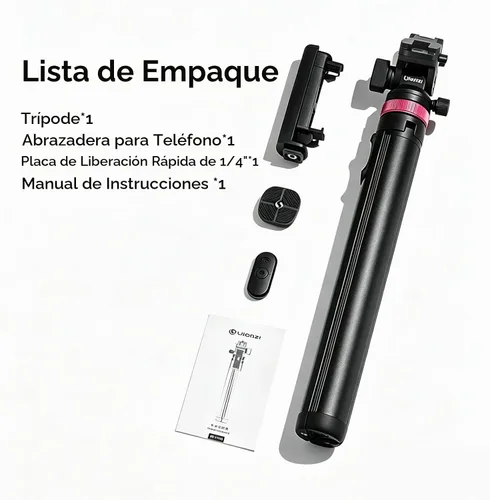 Vista 9 de ULANZI MT-78 Trípode extensible para teléfono, de metal de 72.83 pulgadas, soporte de trípode para cámara selfie stick con clip de teléfono 2 en 1