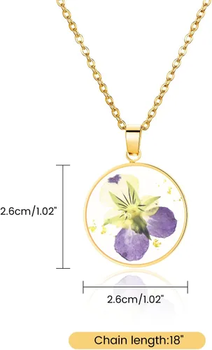Vista 155 de Pressed Flower Necklace Gift for Women Personalized Handmade Necklaces Birth Flower Necklace