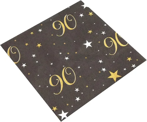 Vista 4 de Sparkle and Bash Servilletas de cumpleaños 90 – Servilletas absorbentes de 2 capas para fiesta de cumpleaños 90 – Elegantes productos de papel