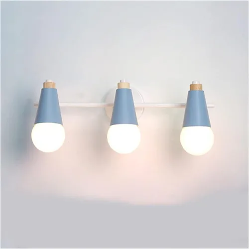 Vista 9 de Lámpara de pared nórdica de 3 cabezas, apliques de pared de macarrón ajustables, apliques de pared con botón enchufable, 3 luces, interruptor