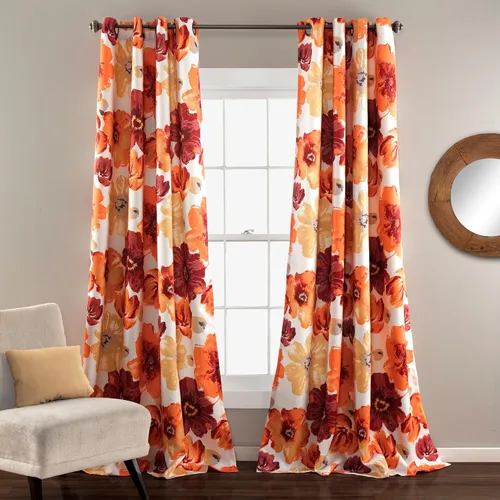Vista 17 de Lush Decor Julie - Paneles de cortinas de ventana con aislamiento floral y ojales 100% opacas, par, 38" de ancho x 95" de largo, azul y verde Azul