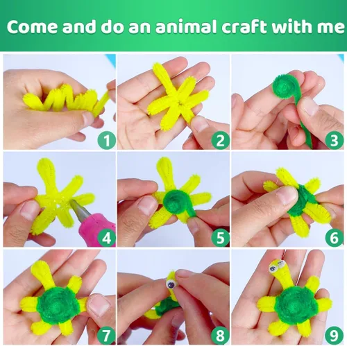Vista 5 de IOOLEEM Limpiadores de tubería negros, tallos de chenilla para manualidades DIY y decoraciones de fiesta, suministros para arte y manualidades.