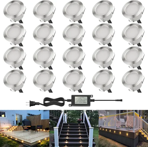 Vista 11 de Kit de luces LED que cambian de color con transformador y control remoto, paquete de 10 luces IP67 impermeables Φ1.77 pulgadas, 12 V, bajo voltaje