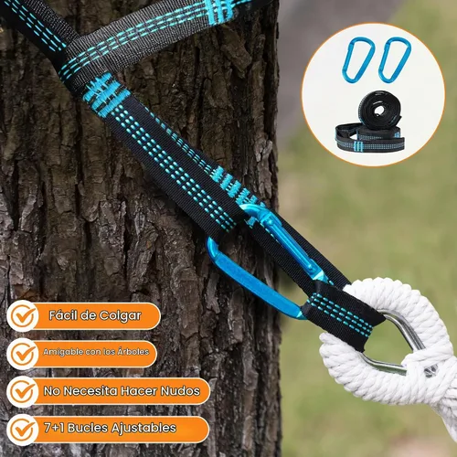 Vista 9 de Lazy Daze Hammocks Hamaca doble brasileña de algodón, hamaca portátil extragrande para acampar al aire libre con correas para árboles y bolsa