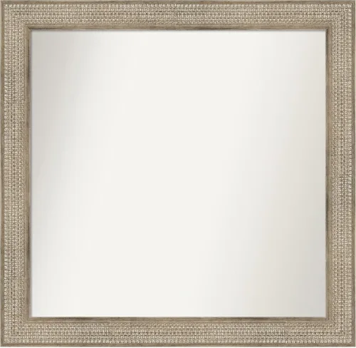 Vista 359 de Amanti Art Espejo de baño plateado para sobre fregadero, 26 x 26 pulgadas, espejo cuadrado de níquel pulido, marco de madera tradicional mediano, se