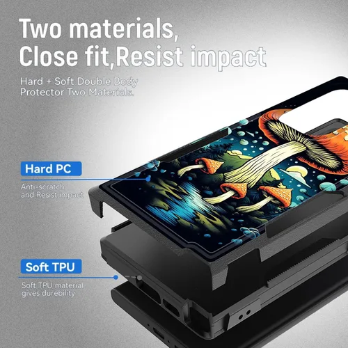 Vista 852 de Funda para Galaxy A14 5G, resistente de doble capa híbrida de policarbonato duro, goma suave, a prueba de golpes, funda protectora resistente