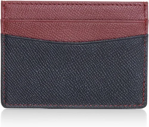 Vista 4 de COTRUNKAGE Cartera delgada de piel para tarjetas de crédito para mujer, Burgundy, Minimalista