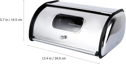 Vista 3 de UPKOCH Panera de acero inoxidable para pan, panera para cocina, panera, caja de pan, soporte para pan