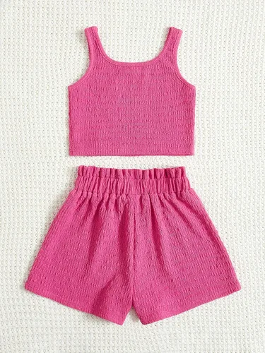 Vista 2 de SHENHE Conjunto de dos piezas para niña sin mangas con botones frontales y pantalones cortos