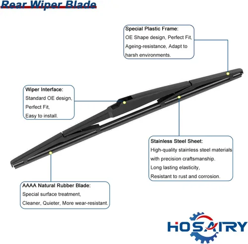 Vista 4 de Juego de limpiaparabrisas trasero para Hyundai Santa Fe 2007-2012 2.4L 2.7L, para Hyundai Accent Hatchback 2006-2012 Conjunto de limpiaparabrisas