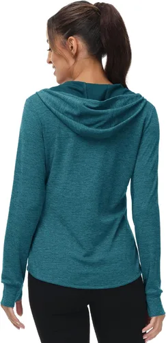 Vista 75 de TBMPOY Chaquetas con capucha y protección solar UPF 50+ para mujer, ligeras, de manga larga, para senderismo, exteriores, con cremallera completa