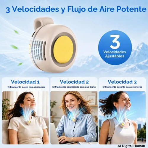 Vista 10 de Mini ventilador silencioso portátil sin aspas, clip giratorio de 360° en Blanco