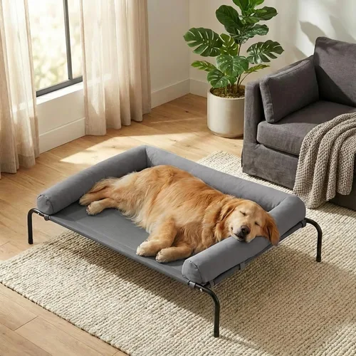 Vista 12 de RRPETHOME Cama Grande Elevada de Refrigeración para Perros, Cuna Elevada para Perros Grandes, Cama Elevada para Mascotas al Aire Libre, Cama