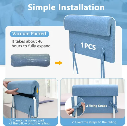 Vista 5 de KAAMOS Cojín acolchado para riel de cama, fundas acolchadas para camas de hospital, protector de caídas de camas, almohadillas de barrera