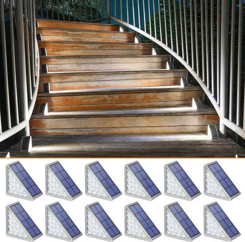 Vista 25 de NIORSUN Luces solares, impermeabilidad IP67, encendido/apagado automáticos, para escalones exterior, escalera, patio, porche, puerta delante, acera