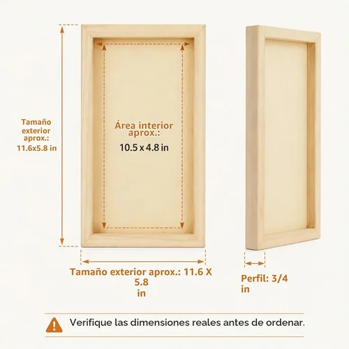 Vista 2 de APACALI Paquete de 8 tableros de lienzo de madera sin terminar para pintar, paneles rectangulares de madera acunados de aproximadamente 11.6 x 5.8