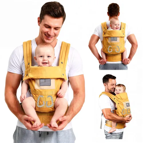 Vista 8 de Portabebés, portabebés para bebés con soporte lumbar (0-36M, 8-33 libras) con reposacabezas plegable y mosquetones para padres grandes y altos, Negro