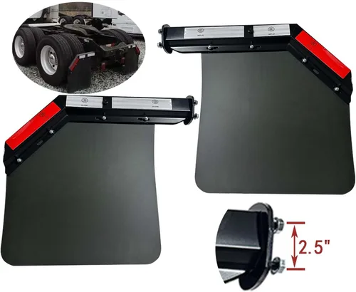 Vista 2 de BST BSSP Juego de 2 Soportes Colgantes de Guardabarros con Resorte Angular Negro y Guardabarros para Semirremolque de Servicio Pesado de 24"x24