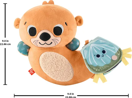 Vista 6 de FISHER-PRICE BABY Juguete 2 en 1 Rockin' Tummy Time Otter Actividad sensorial de felpa con libro suave para juegos recién nacidos a partir de 0 meses