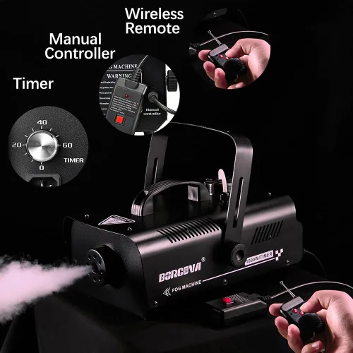 Vista 3 de Máquina de niebla de 1000 W con temporizador, control remoto inalámbrico y control manual, ideal para Halloween, fiestas, actuaciones en escenario