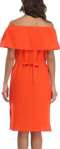 Vista 7 de YZXDORWJ Vestido bordado mexicano para mujer, cuello con volantes, sin mangas