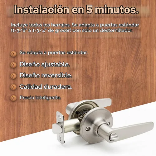 Vista 4 de Copper Creek DL1230SS - Palanca de puerta Daley con función de privacidad, acabado satinado inoxidable