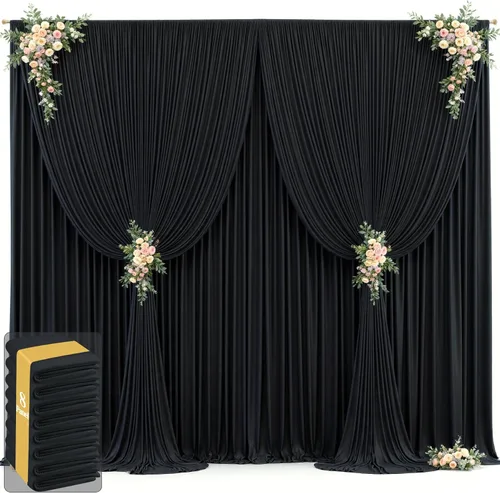 Vista 38 de 20 pies x 12 pies Cortinas de Telón de Fondo Azul Bebé Sin Arrugas para Bodas y Fiestas, Telón de Fondo de Tela Azul, Cortinas para Bodas