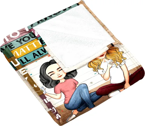 Vista 3 de Manta personalizada de regalo para amigos, regalos de cumpleaños para amigos, manta de franela para el día de San Valentín, graduación, regalo