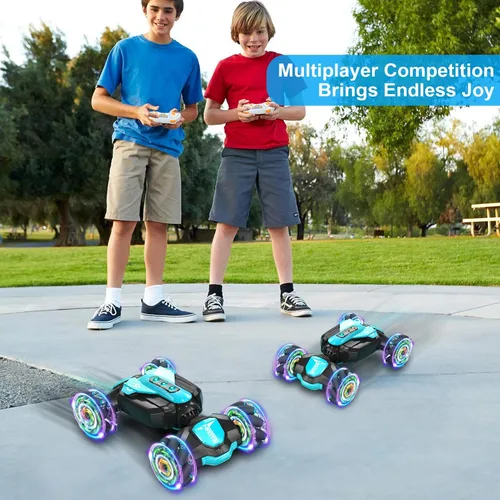 Vista 5 de Gesture Stunt RC Car, auto de control remoto 4WD de 2.4 GHz, sensor de reloj de gravedad, giro giratorio de 360, deriva y deriva con luces