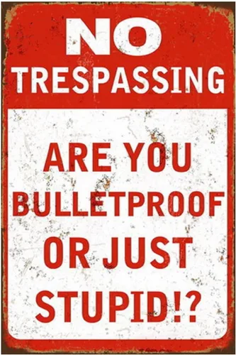 Vista 13 de Cartel divertido de No Trespassing con texto en inglés «We Are Tired of Hiding the Bodies», letrero decorativo de pared para garaje, granja, jardín