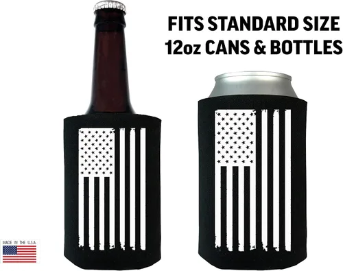 Vista 3 de Rogue River Tactical Juego de 2 fundas plegables para botellas de latas y bebidas con la bandera de Estados Unidos