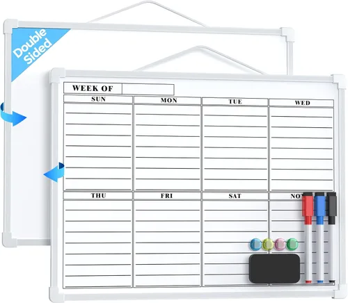 Vista 12 de MaxGear Monthly Calendar Whiteboard for Wall, 16"x12" Dry Erase Cork Board