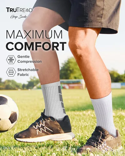 Vista 5 de TruTread Calcetines de fútbol antideslizantes para hombre 4 pares Agarre antideslizante Fútbol baloncesto