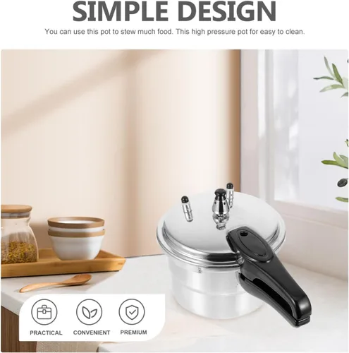 Vista 3 de Hemobllo Olla de alta presión para estufa de cocción rápida, diseño grueso, mango ergonómico para estufas de gas e inducción, multifuncional